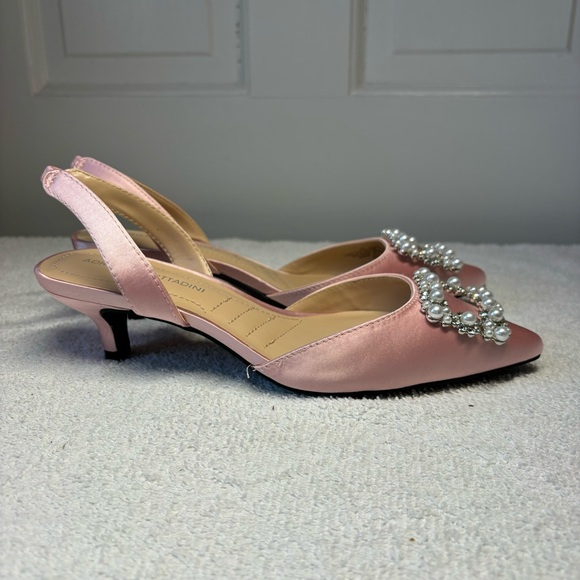 Adrienne Vittadini - Satin Finish Soft Pink Kitten Heel - Picture 3 of 7